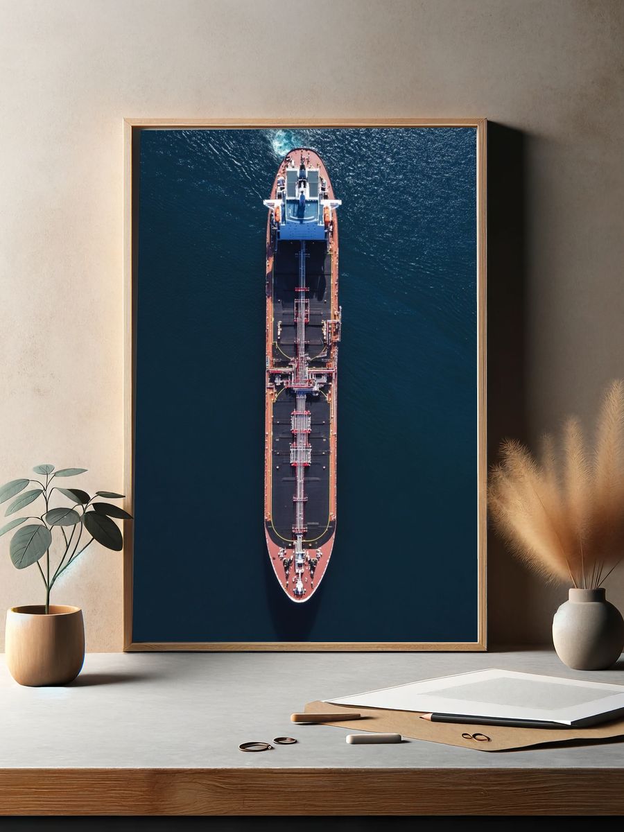 Cargo Ship Aerial View Poster. — room view 2
