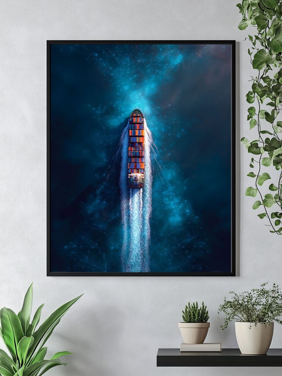 Cargo Ship in Ocean — Photography Print. — room view 4
