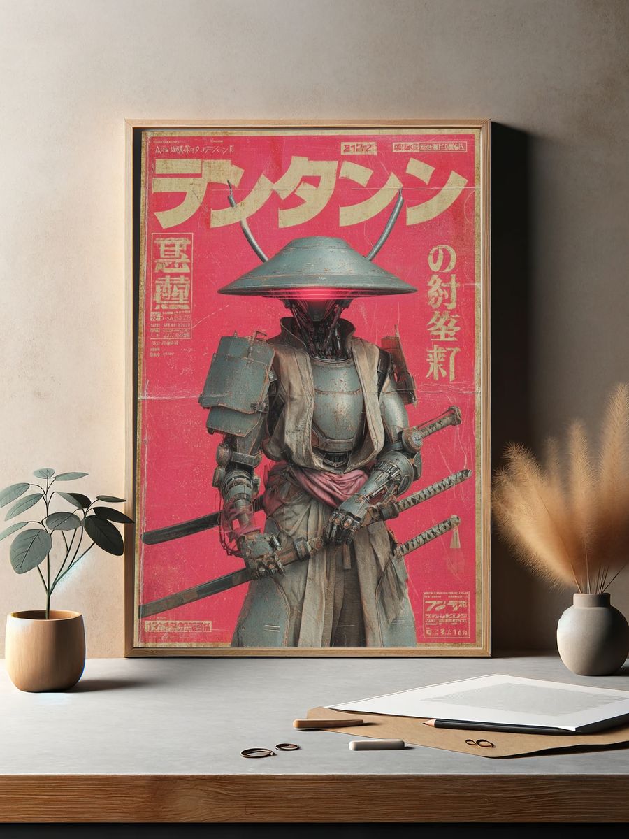 Cyber Samurai — Vintage Print. — room view 2