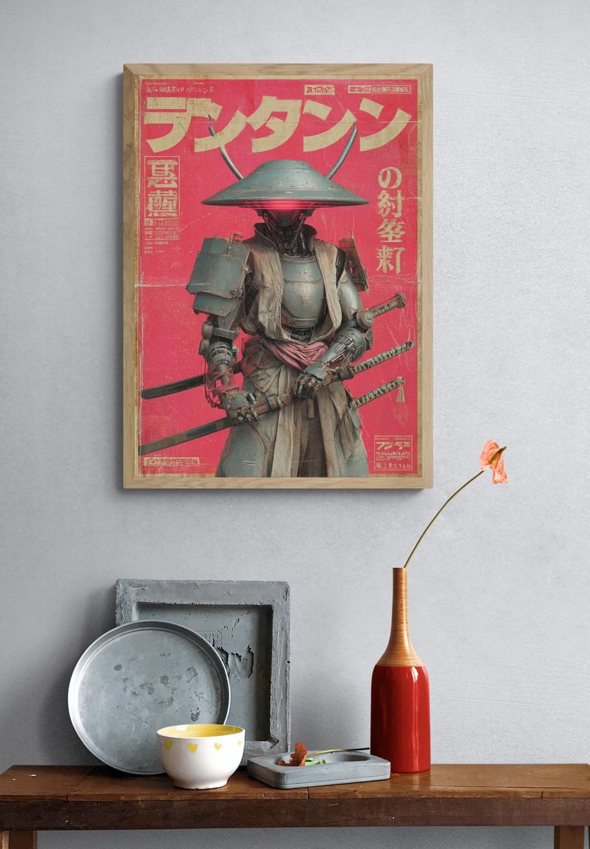 Cyber Samurai — Vintage Print. — room view 3