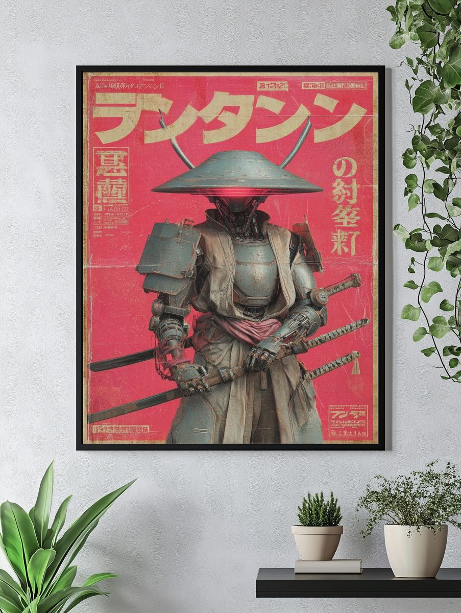 Cyber Samurai — Vintage Print. — room view 4