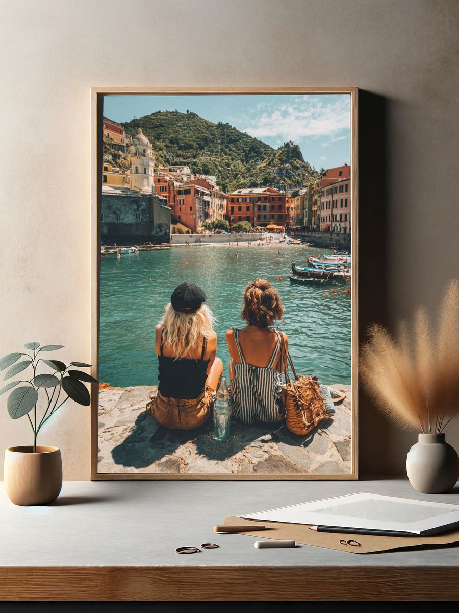 Cinque Terre Harbor View Photography Poster. — room view 2