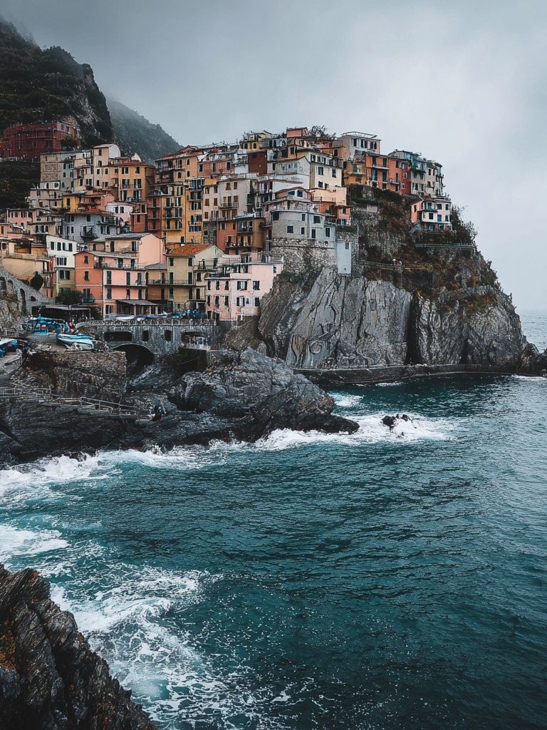 Cinque Terre Cliffside Village Print. poster — maps-travel art
