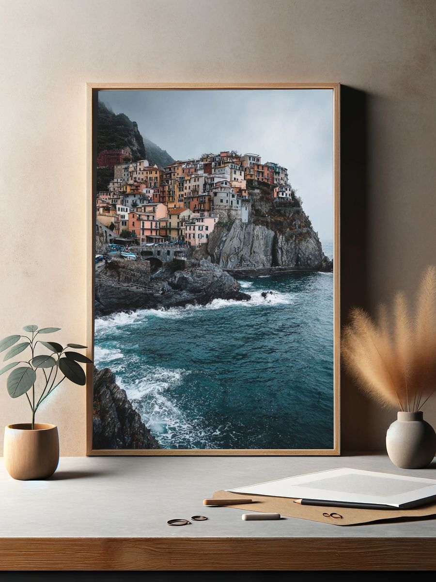 Cinque Terre Cliffside Village Print. — room view 2