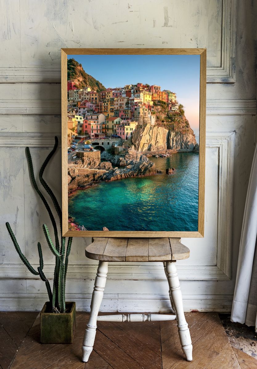 Cinque Terre Coastal Village Print. — room view 1
