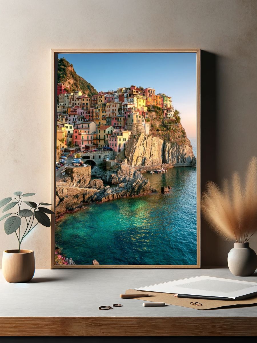 Cinque Terre Coastal Village Print. — room view 2