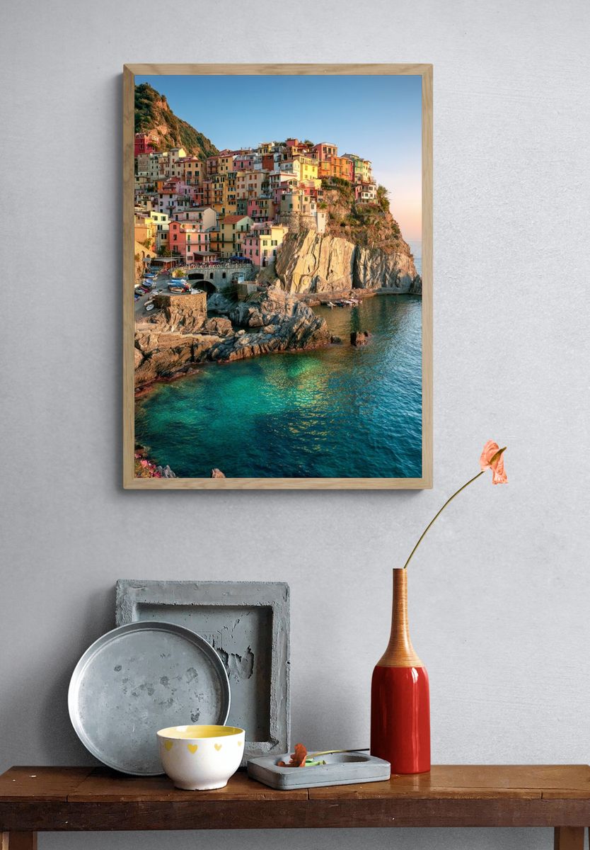 Cinque Terre Coastal Village Print. — room view 3