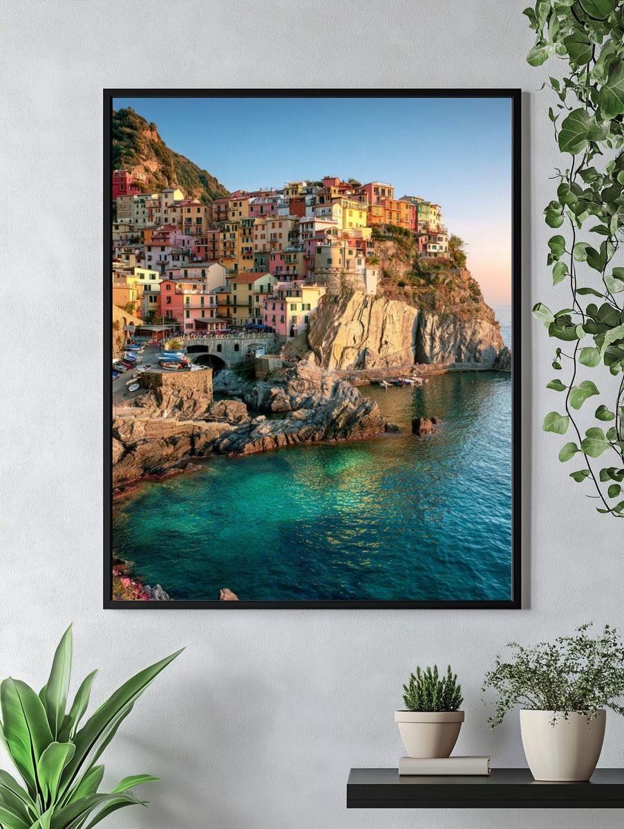 Cinque Terre Coastal Village Print. — room view 4