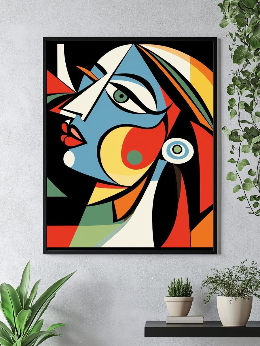 Cubist Face Abstract Print. — room view 4