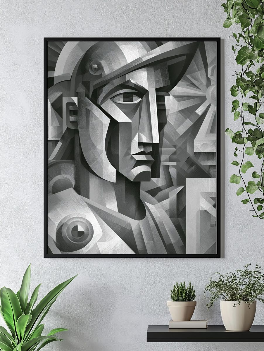 Cubist Face Abstract Poster. — room view 4