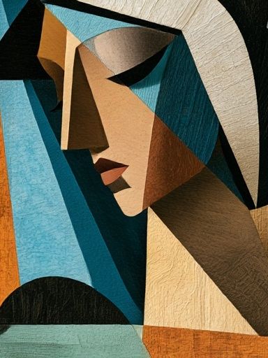 Cubist Woman Portrait Print. poster detail