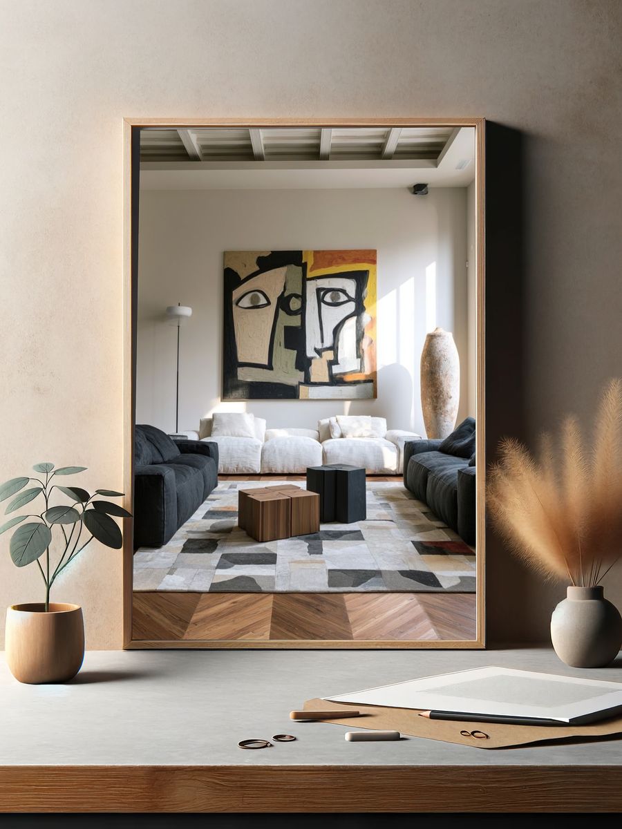 Cubist Face Abstract Poster. — room view 2