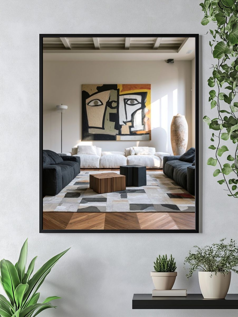 Cubist Face Abstract Poster. — room view 4
