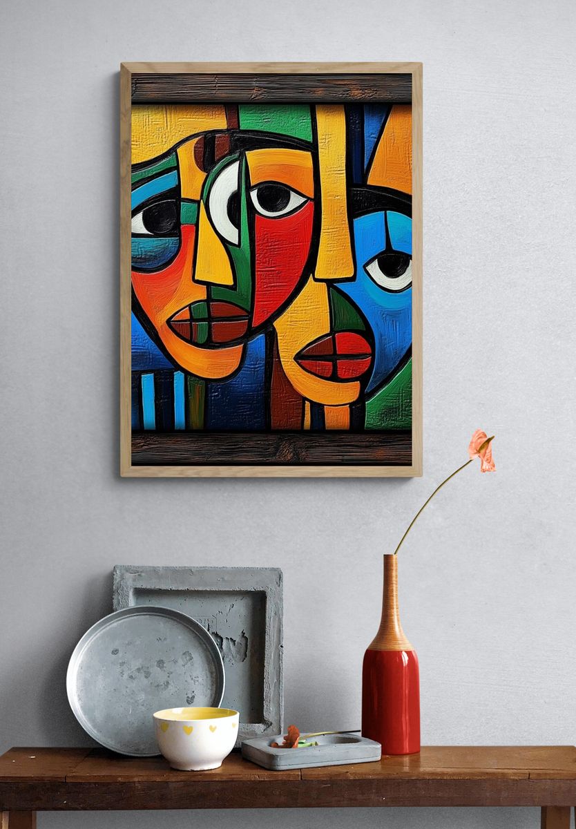 Cubist Faces Fine-Art Poster. — room view 3