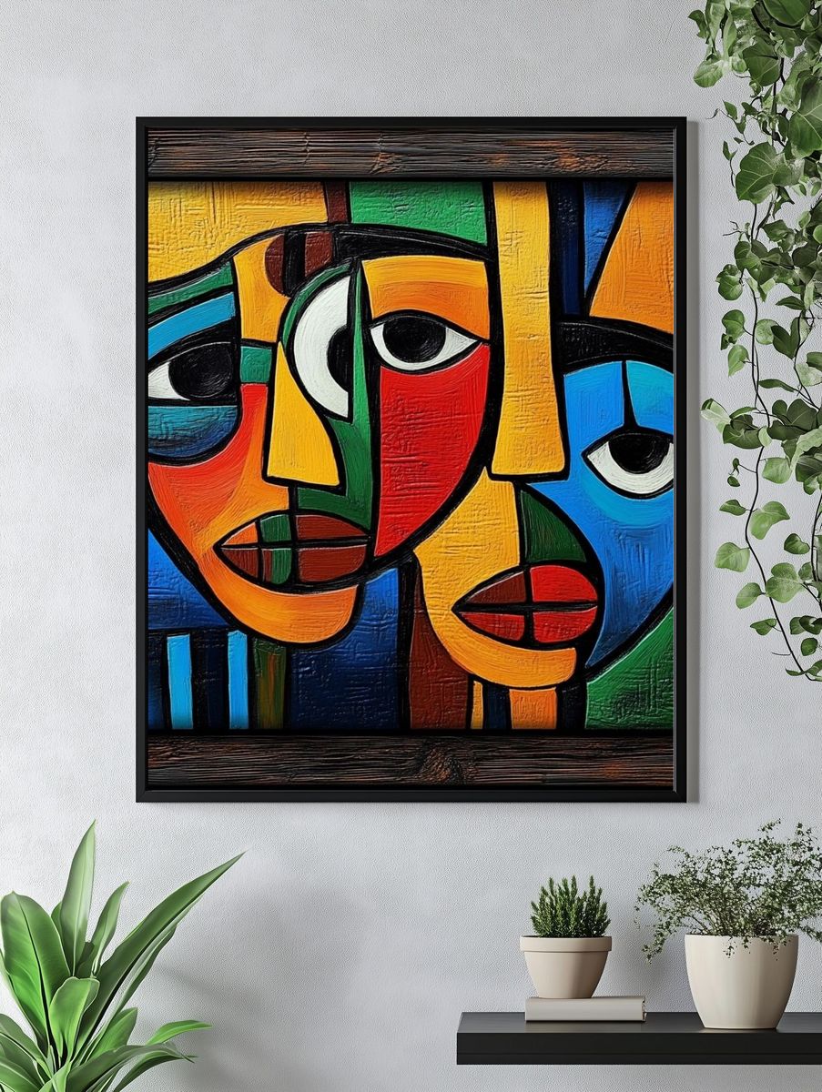Cubist Faces Fine-Art Poster. — room view 4