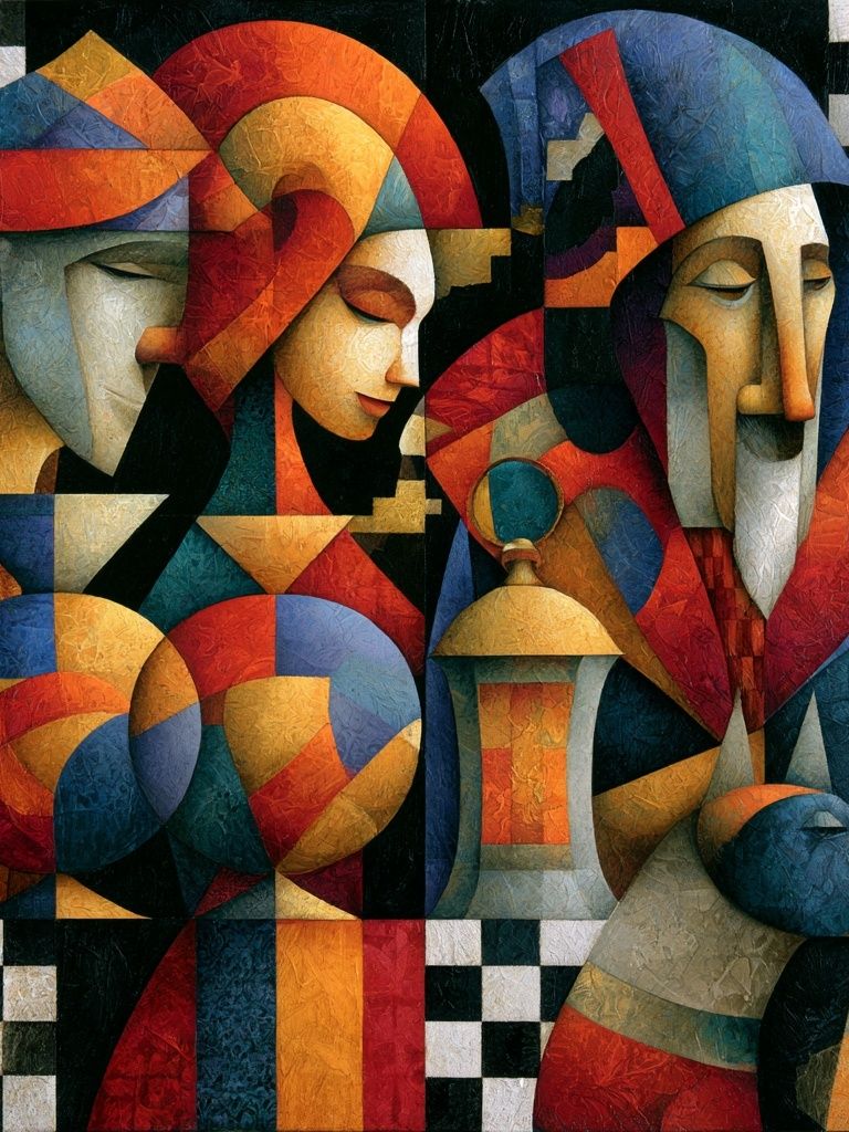 Cubist Jesters Fine-Art Poster. poster — fine-art art