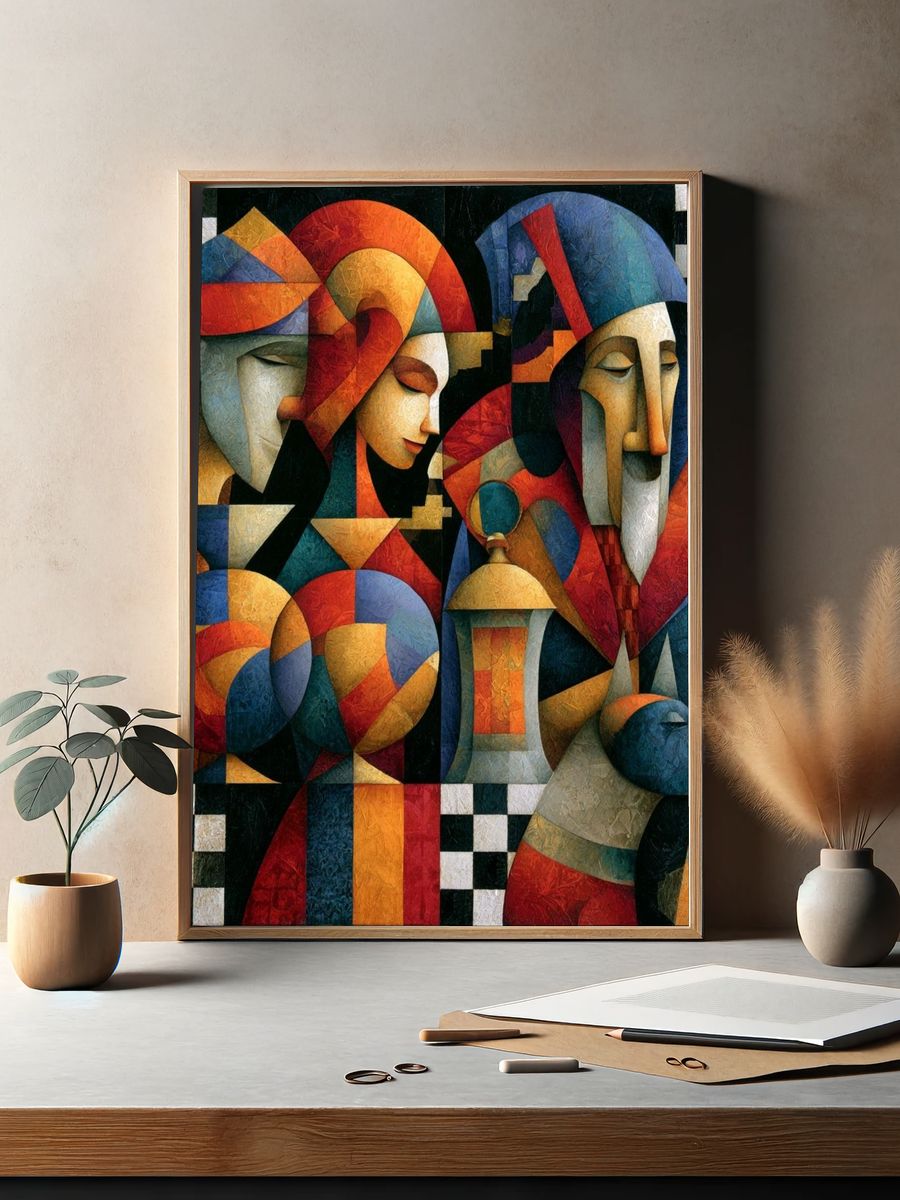 Cubist Jesters Fine-Art Poster. — room view 2
