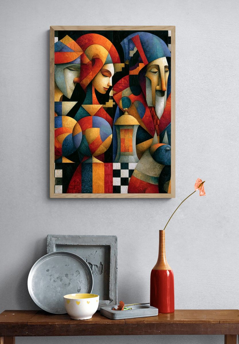 Cubist Jesters Fine-Art Poster. — room view 3