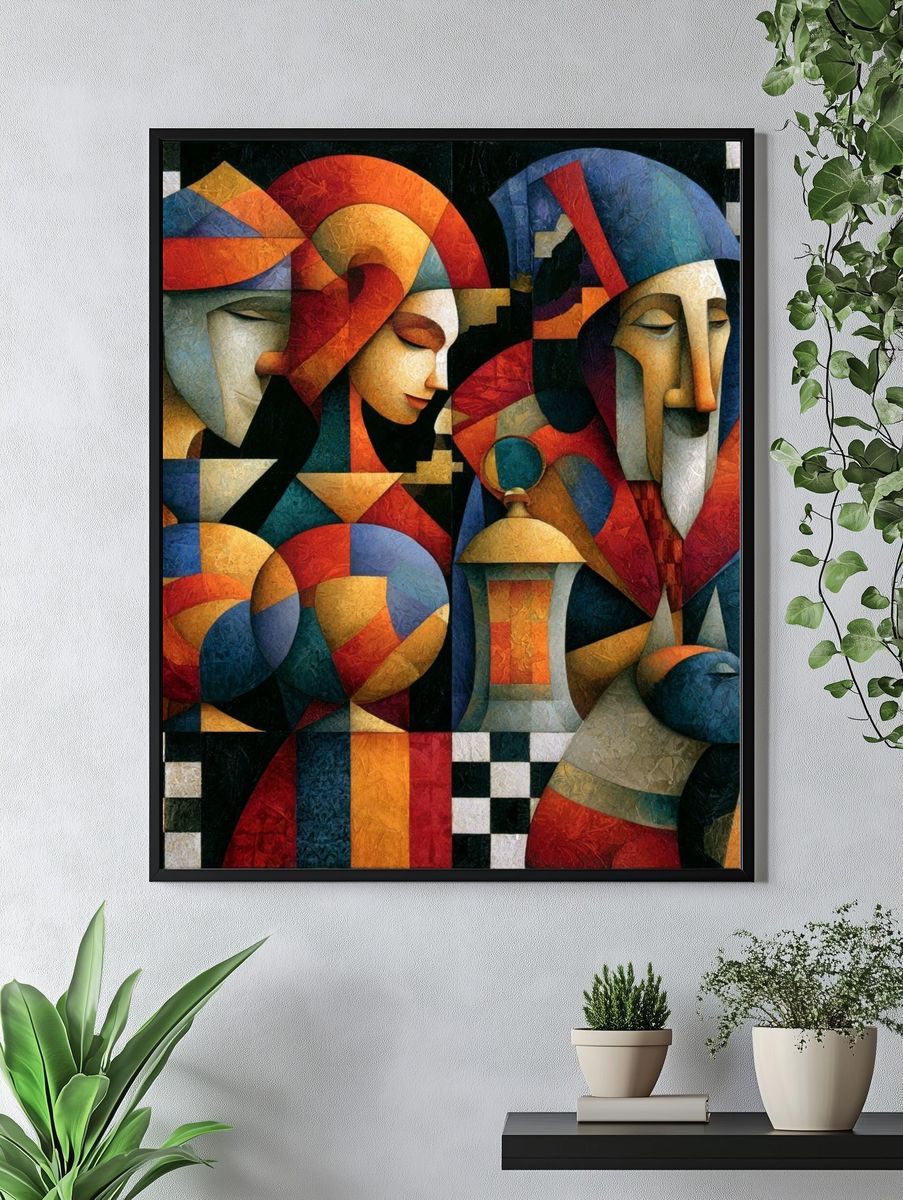 Cubist Jesters Fine-Art Poster. — room view 4