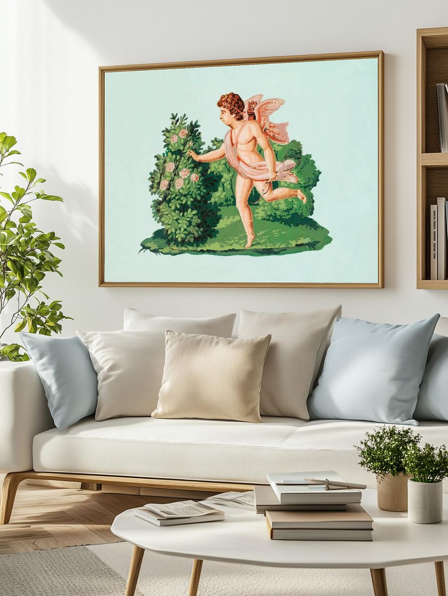 Cupid in the Garden — Vintage Print. — room view 2