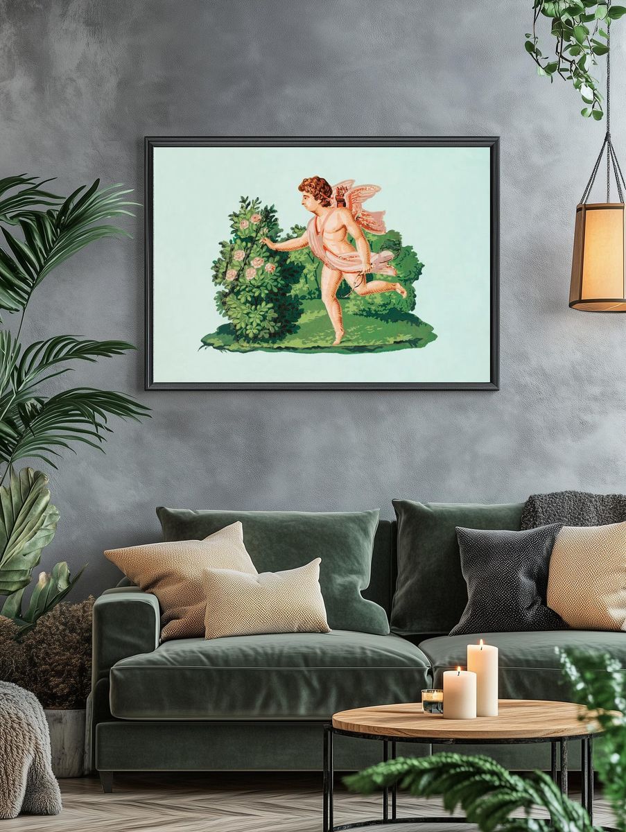 Cupid in the Garden — Vintage Print. — room view 4