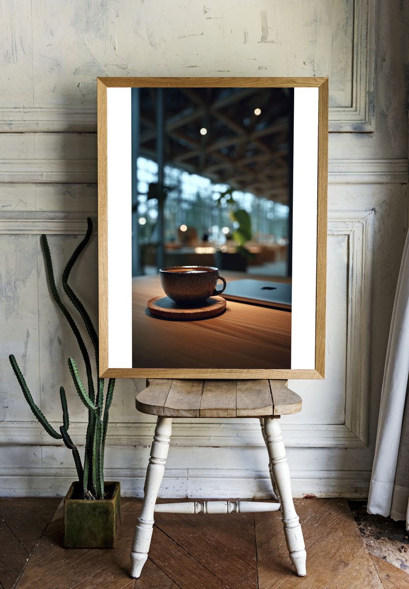 Coffee Cup in Modern Cafe — Photography Print. — room view 1