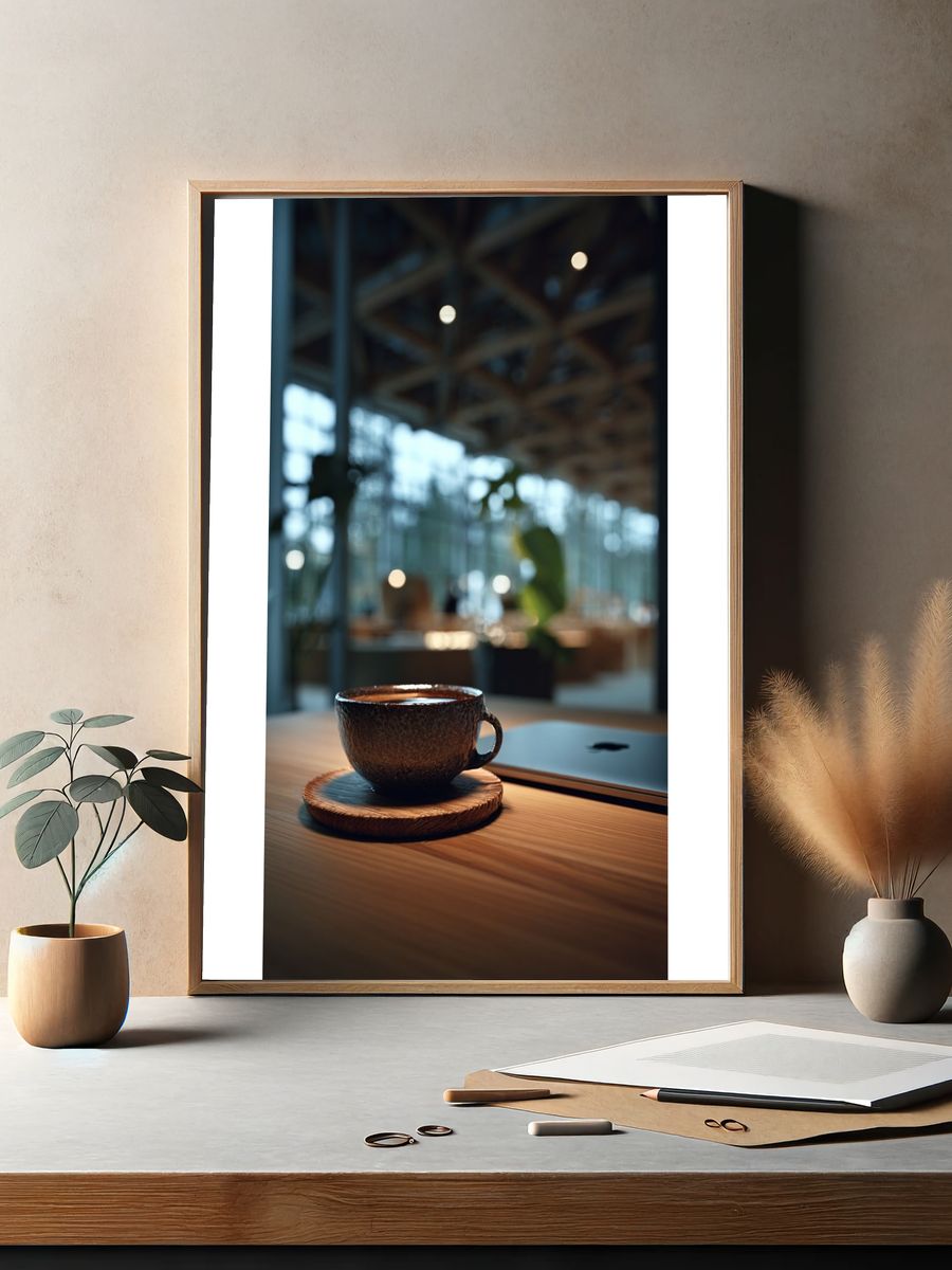 Coffee Cup in Modern Cafe — Photography Print. — room view 2