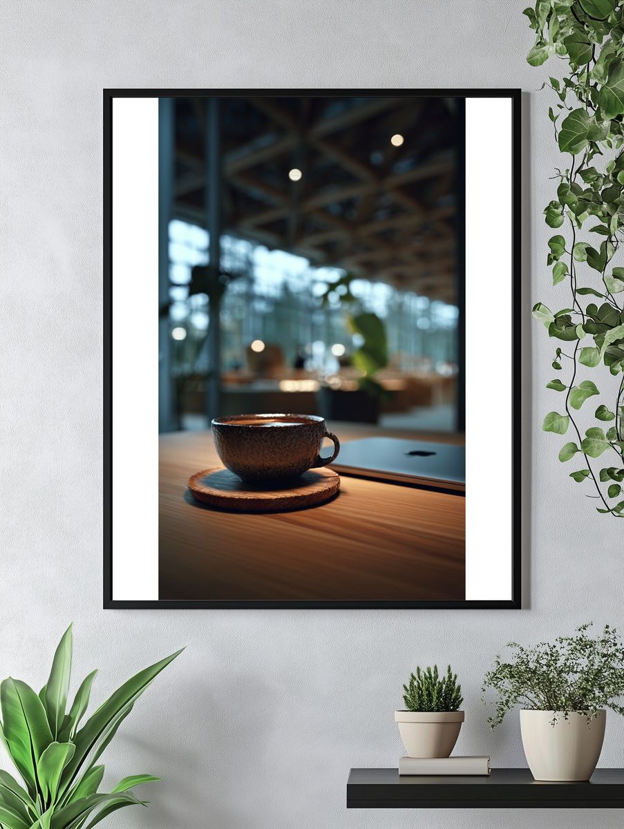 Coffee Cup in Modern Cafe — Photography Print. — room view 4