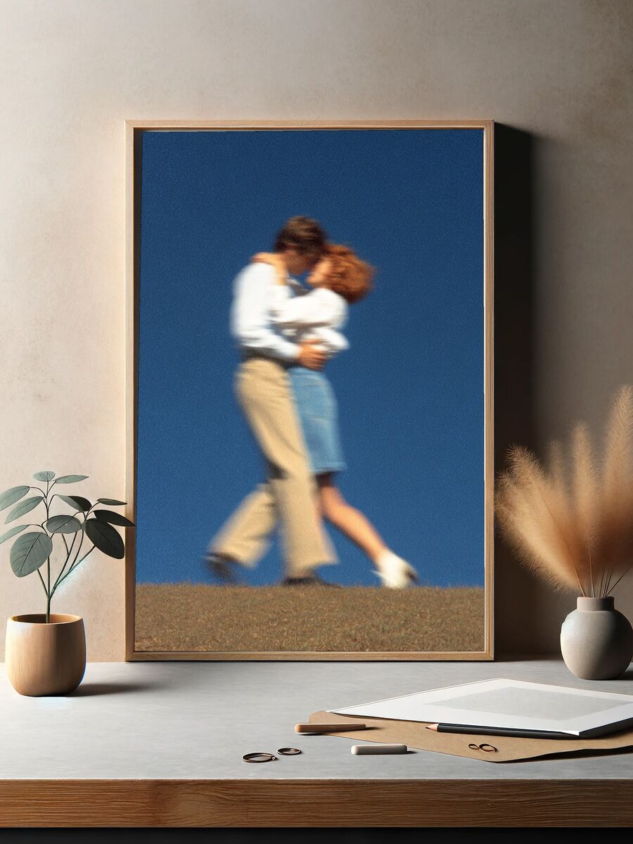 Couple Embracing — Vintage Print. — room view 2