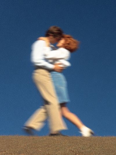 Couple Embracing — Vintage Print. poster