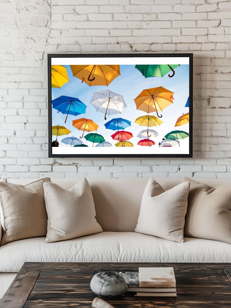 Colorful Umbrellas — Photography Print. — room view 1