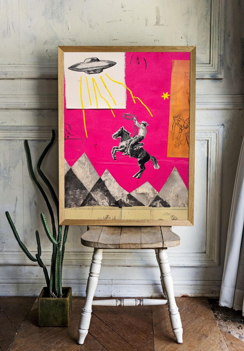 Cowboy and UFO — Retro Print room preview