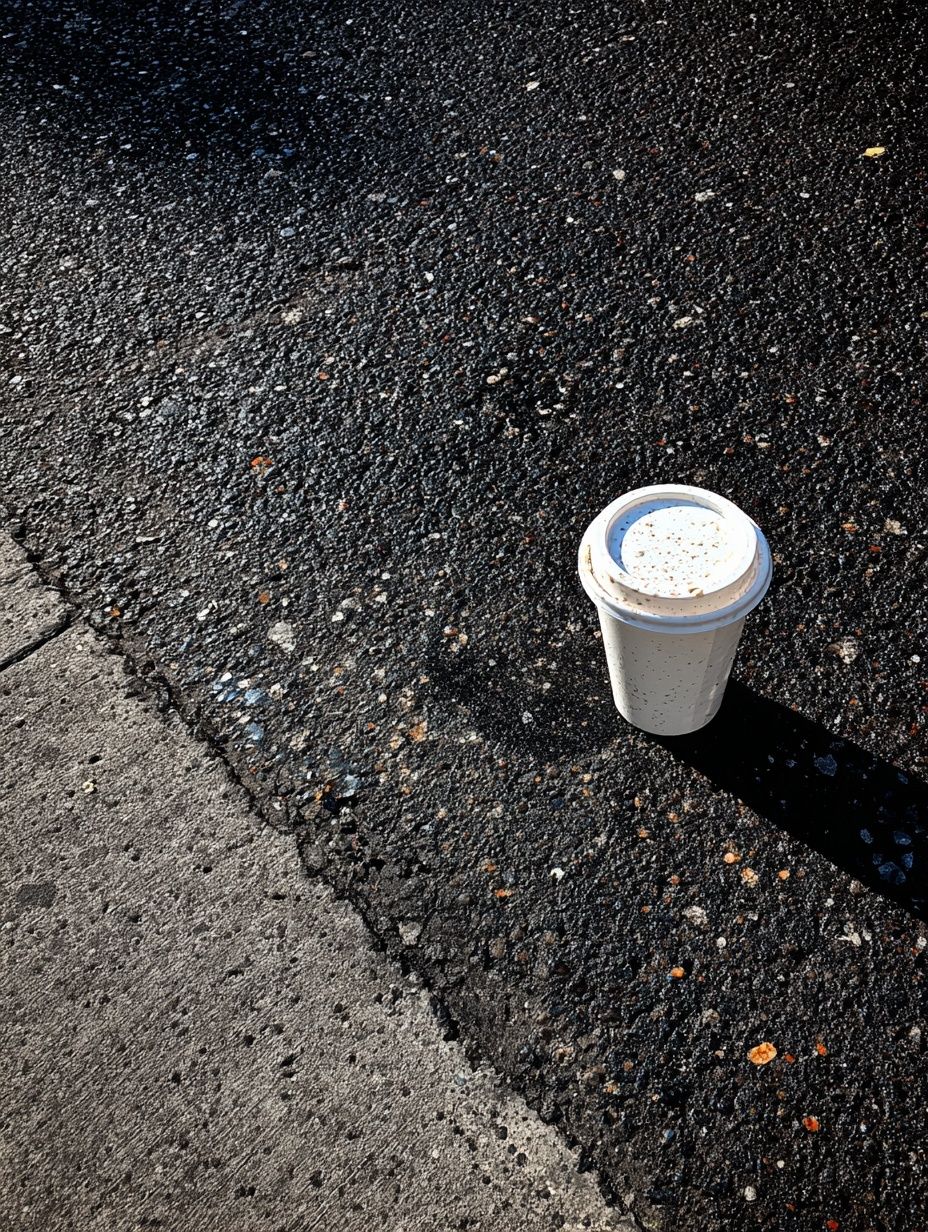 Coffee Cup on Asphalt — Photography Print. poster — photography art
