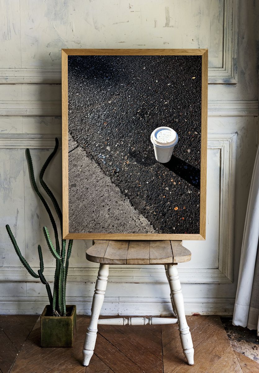 Coffee Cup on Asphalt — Photography Print. — room view 1