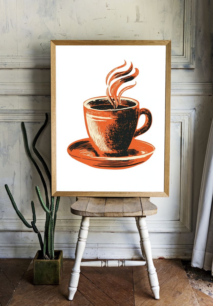 Coffee Cup — Vintage Print. — room view 1
