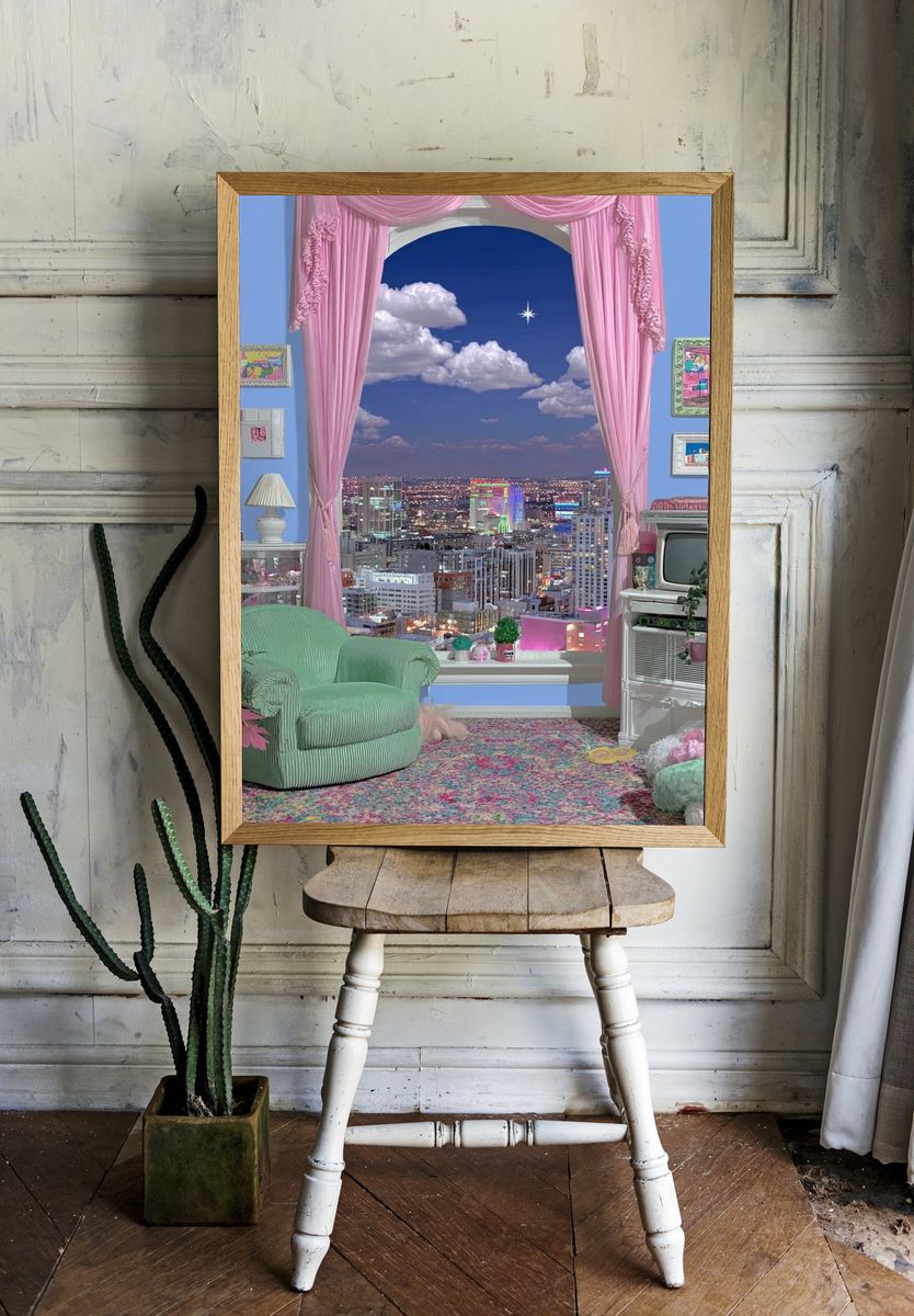 Cozy City View — Retro Print room preview