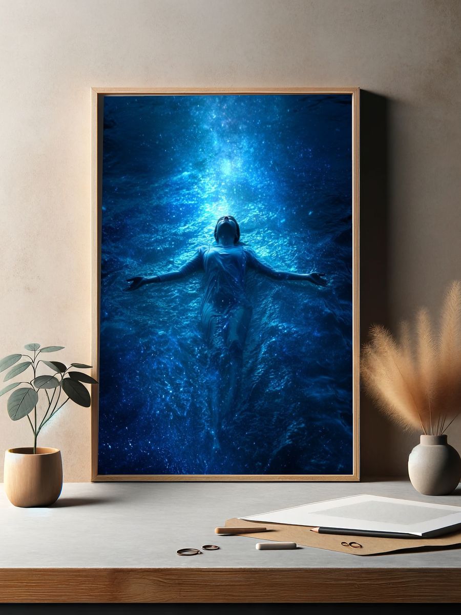 Floating in Cosmic Waters — Fine Art Print. — room view 2