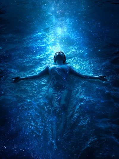Floating in Cosmic Waters — Fine Art Print. poster print