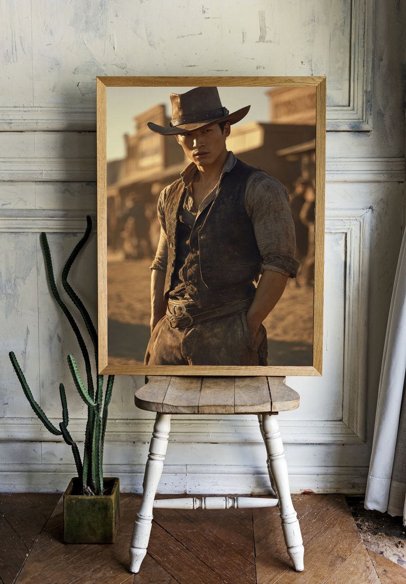 Cowboy in the Desert — Western Print. room preview