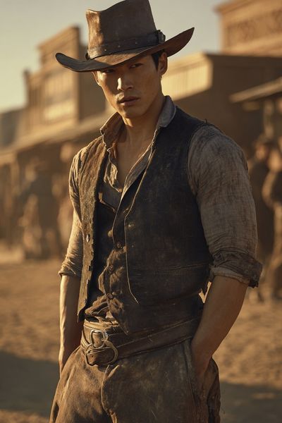 Cowboy in the Desert — Western Print. poster