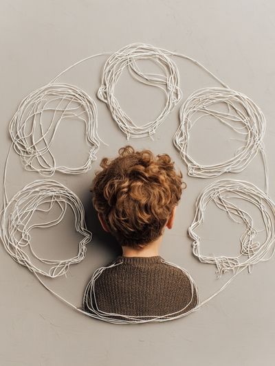 Child with Wire Faces — Illustration Print. poster