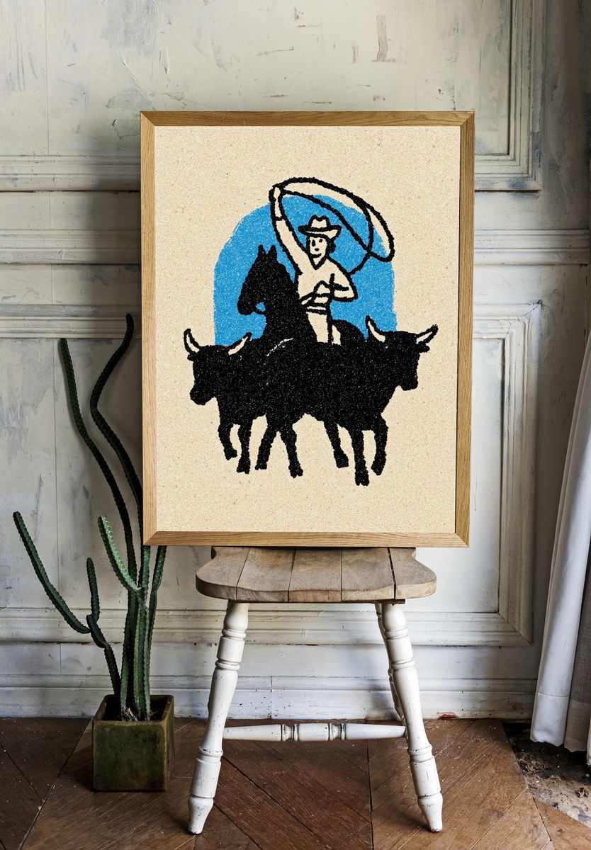 Cowboy with Lasso — Vintage Print room preview