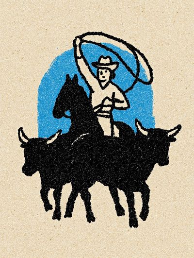 Cowboy with Lasso — Vintage Print