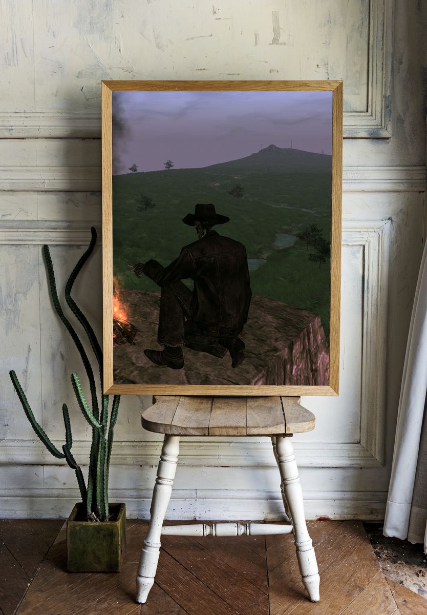 Cinematic Lone Cowboy Landscape Poster. room preview
