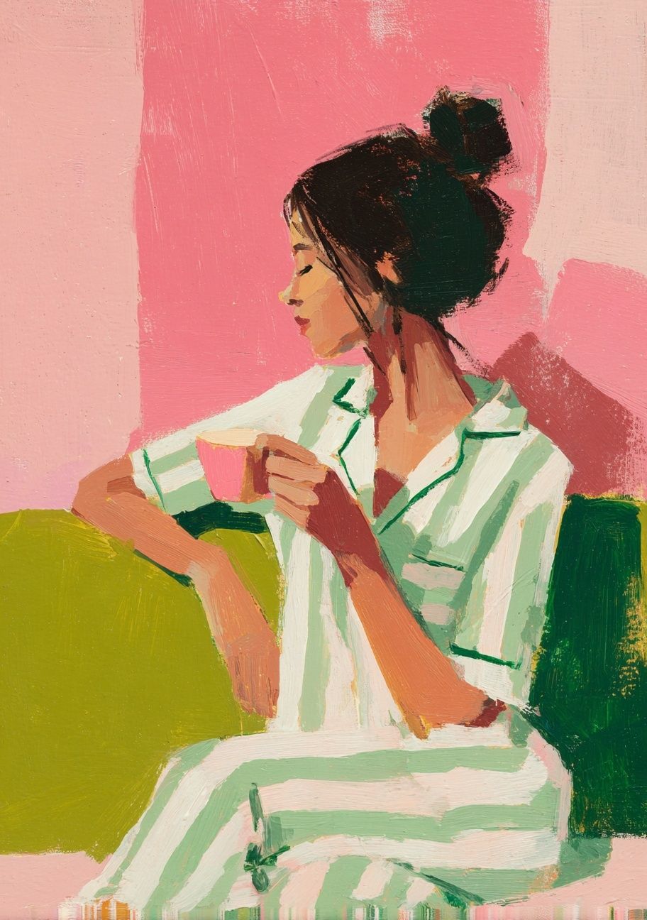 Contemplative Woman — Modern Art Print. poster detail