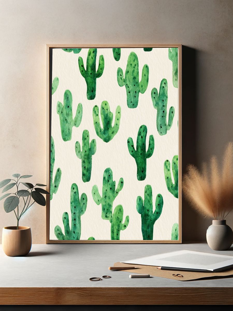 Cactus Watercolor Botanical Print. — room view 2