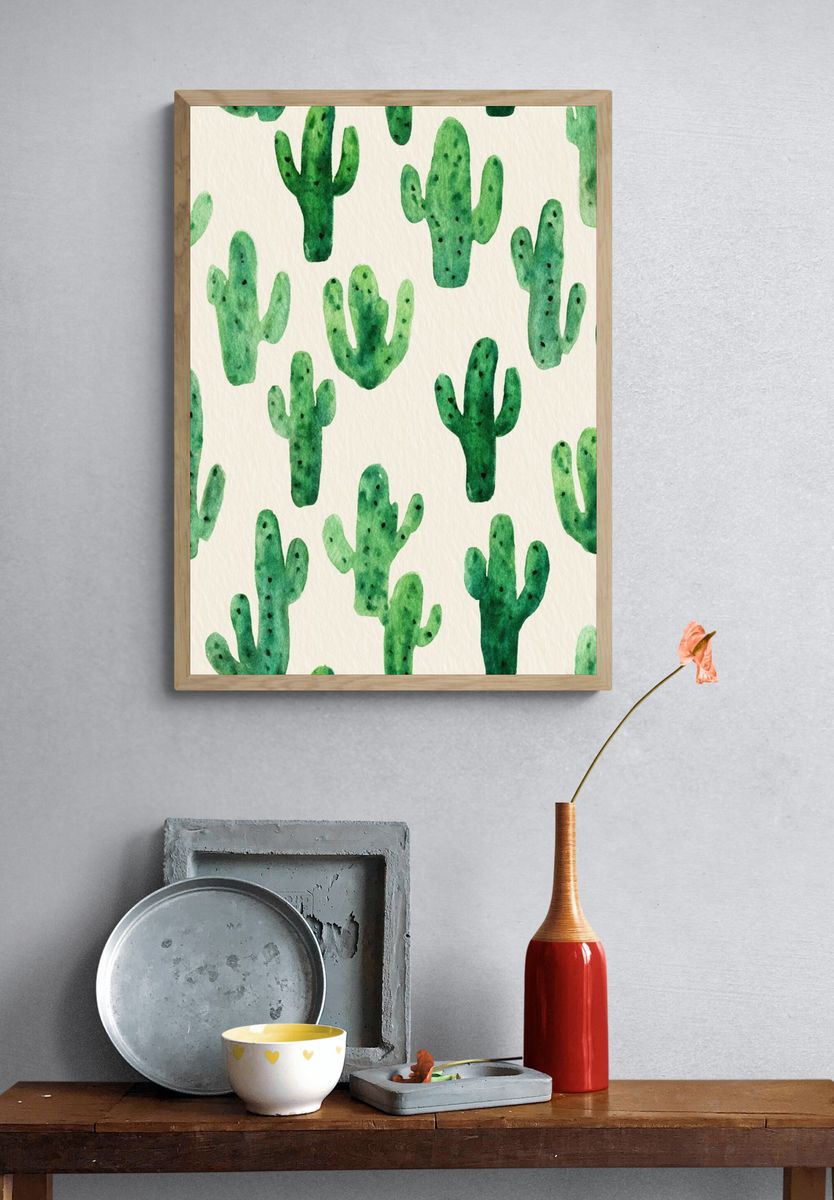 Cactus Watercolor Botanical Print. — room view 3