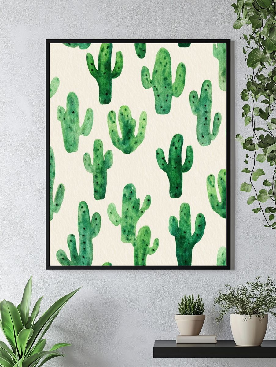 Cactus Watercolor Botanical Print. — room view 4