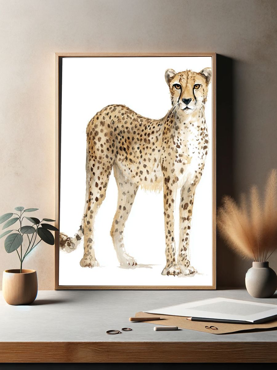 Cheetah Watercolor Poster. — room view 2