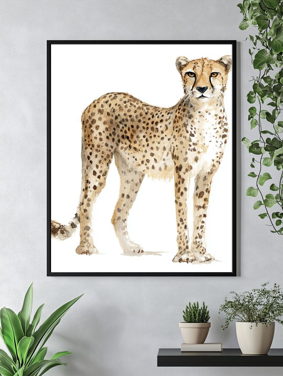 Cheetah Watercolor Poster. — room view 4